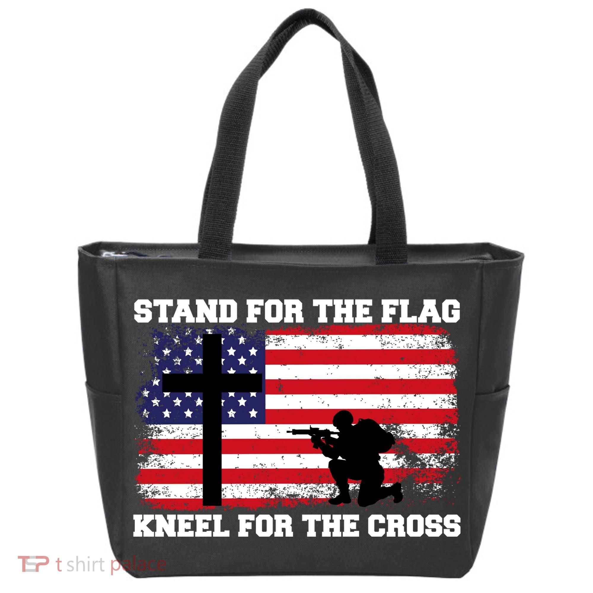 Stand For the Flag Kneel for the Cross USA Army Tote Bag