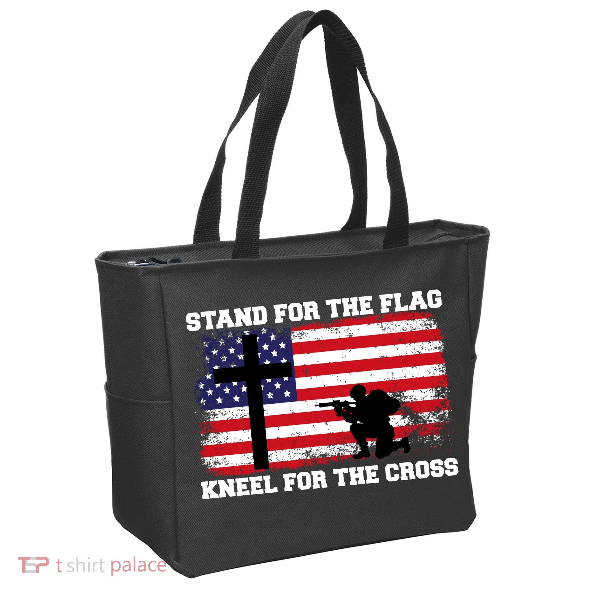 Stand For the Flag Kneel for the Cross USA Army Tote Bag