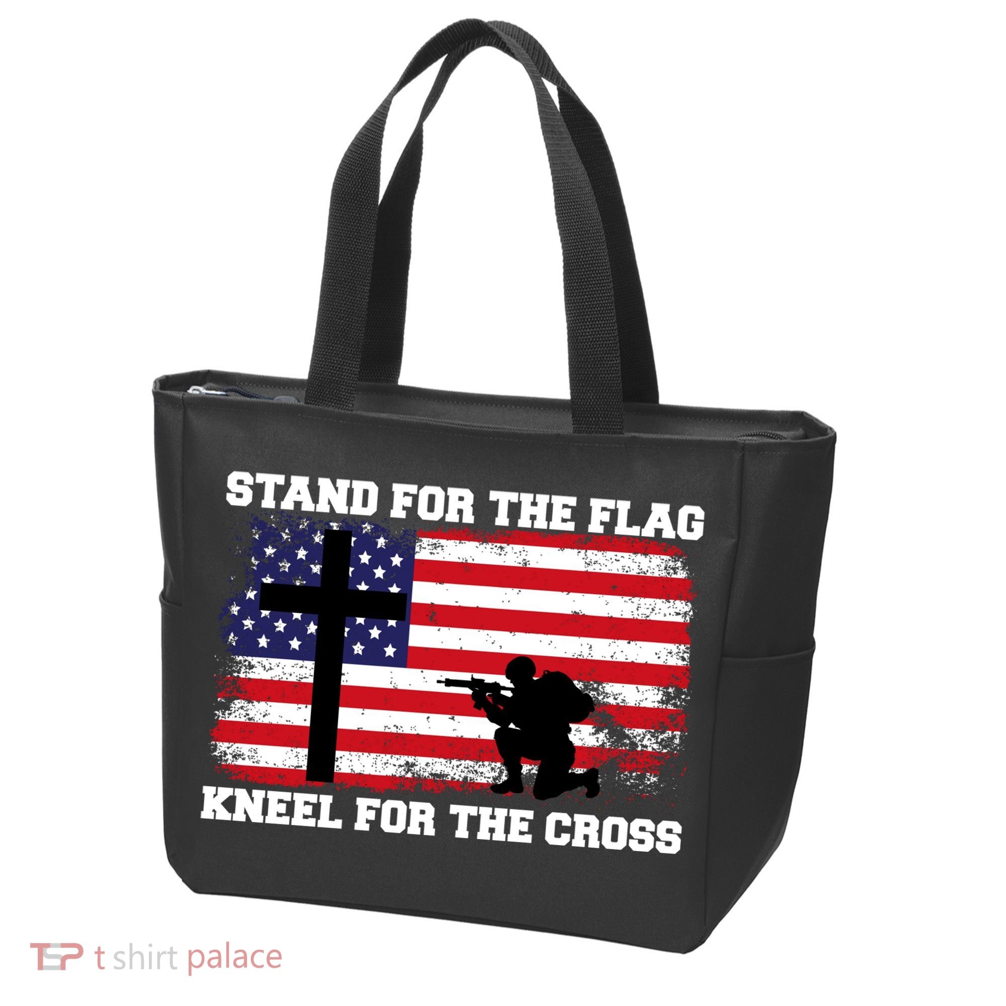 Stand For the Flag Kneel for the Cross USA Army Tote Bag