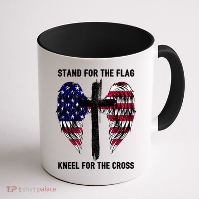 Stand For The Flag Kneel For The Cross USA Eagle Coffee Mug back