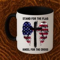 Stand For The Flag Kneel For The Cross USA Eagle Coffee Mug thumb 2