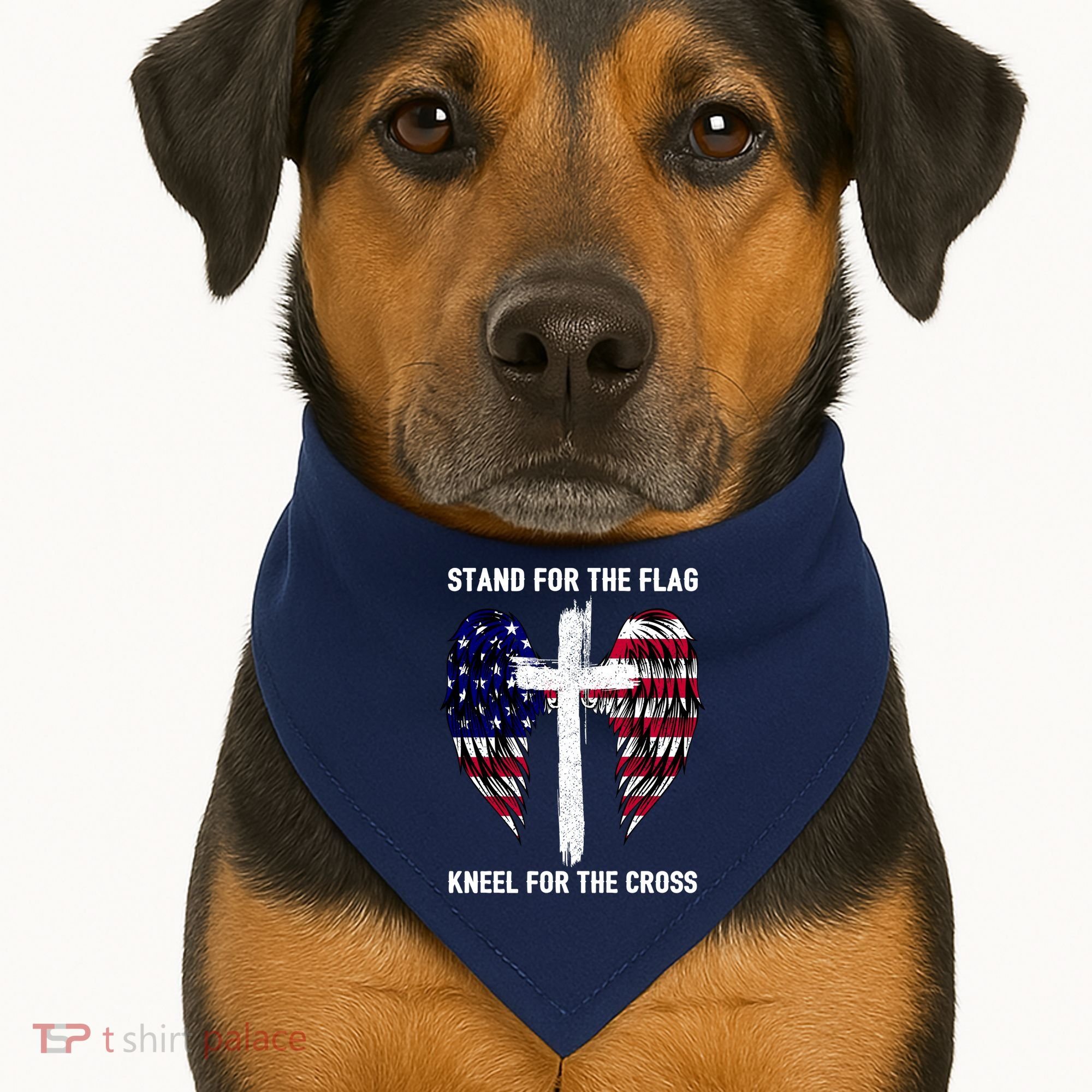 Stand For The Flag Kneel For The Cross USA Eagle USA-Made Doggie Bandana