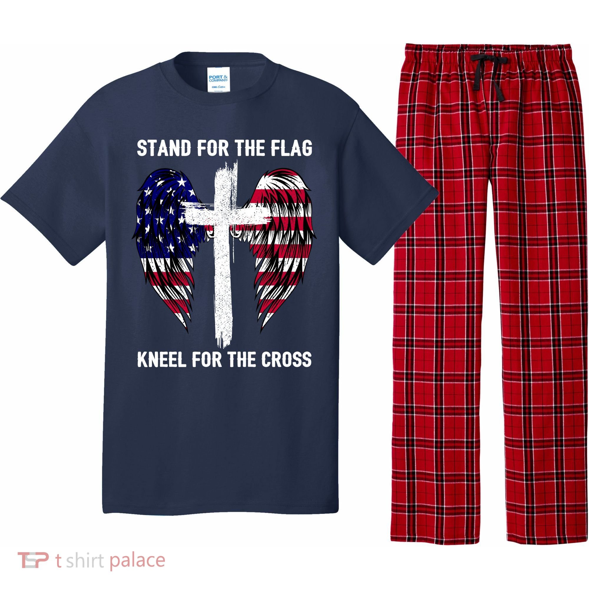 Stand For The Flag Kneel For The Cross USA Eagle Pajama Set