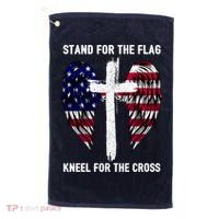 Stand For The Flag Kneel For The Cross USA Eagle Golf Towel thumb 0