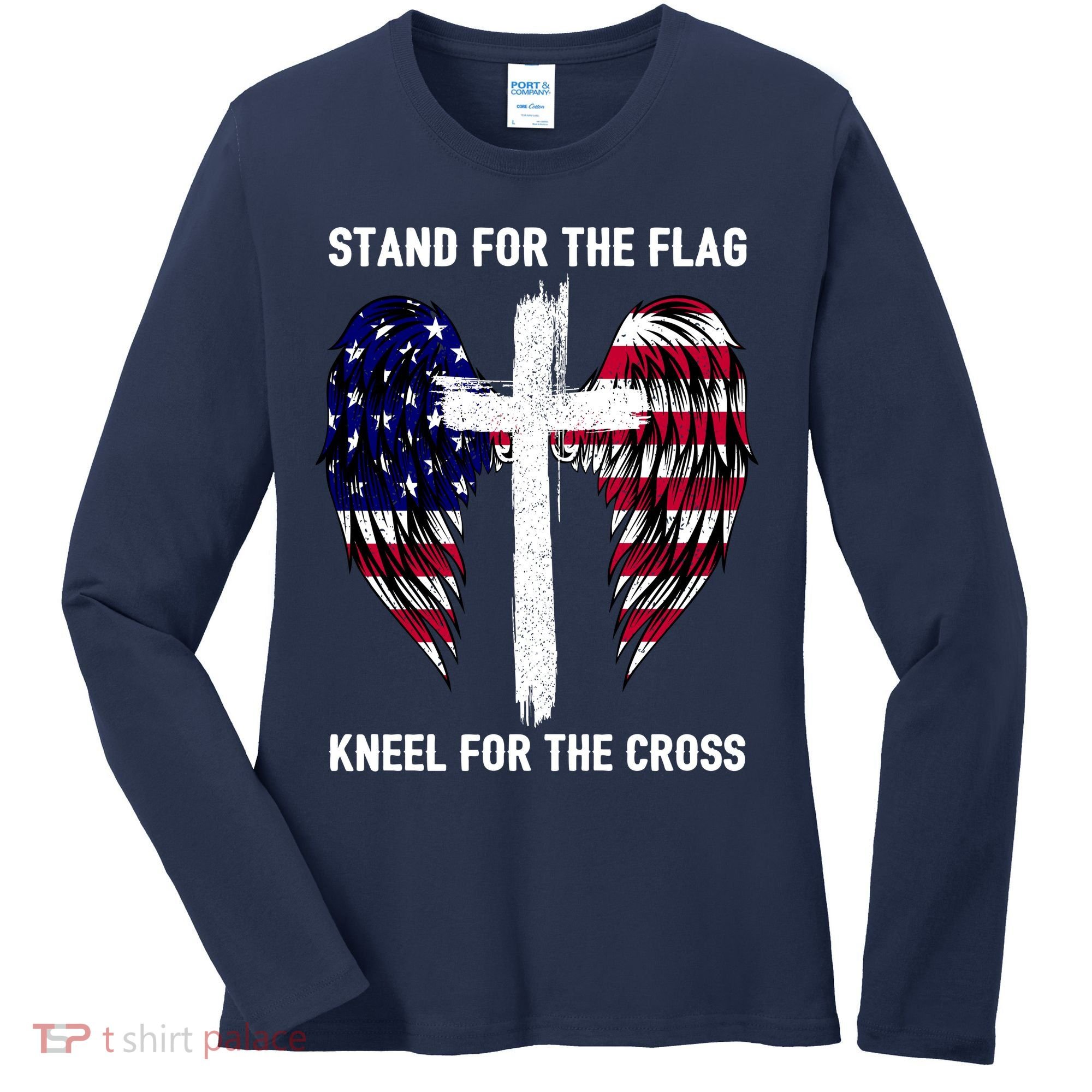 Stand For The Flag Kneel For The Cross USA Eagle Women's Long Sleeve Shirt