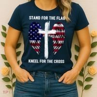 Stand For The Flag Kneel For The Cross USA Eagle Women's T-Shirt thumb 2
