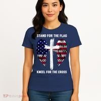 Stand For The Flag Kneel For The Cross USA Eagle Women's T-Shirt thumb 4