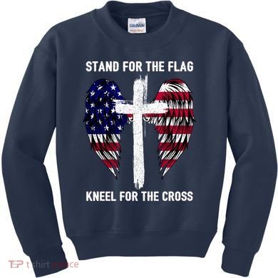 Stand For The Flag Kneel For The Cross USA Eagle Kids Sweatshirt
