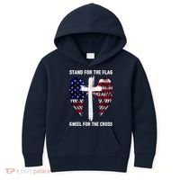 Stand For The Flag Kneel For The Cross USA Eagle Kids Hoodie thumb 0