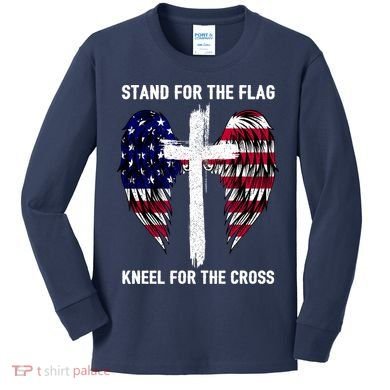 Stand For The Flag Kneel For The Cross USA Eagle Kids Long Sleeve Shirt