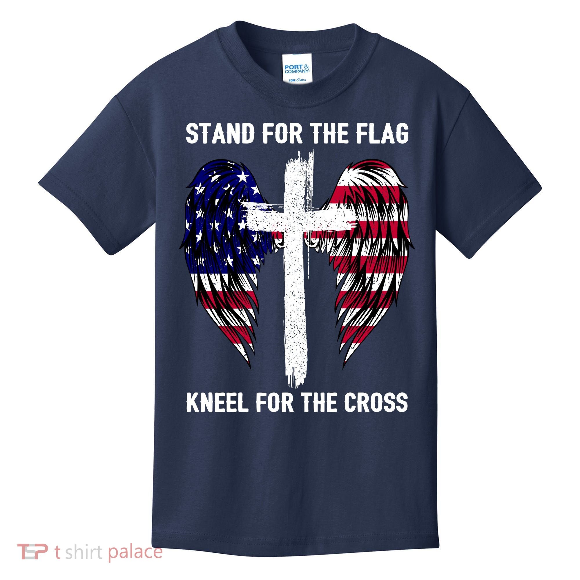 Stand For The Flag Kneel For The Cross USA Eagle Kids T-Shirt