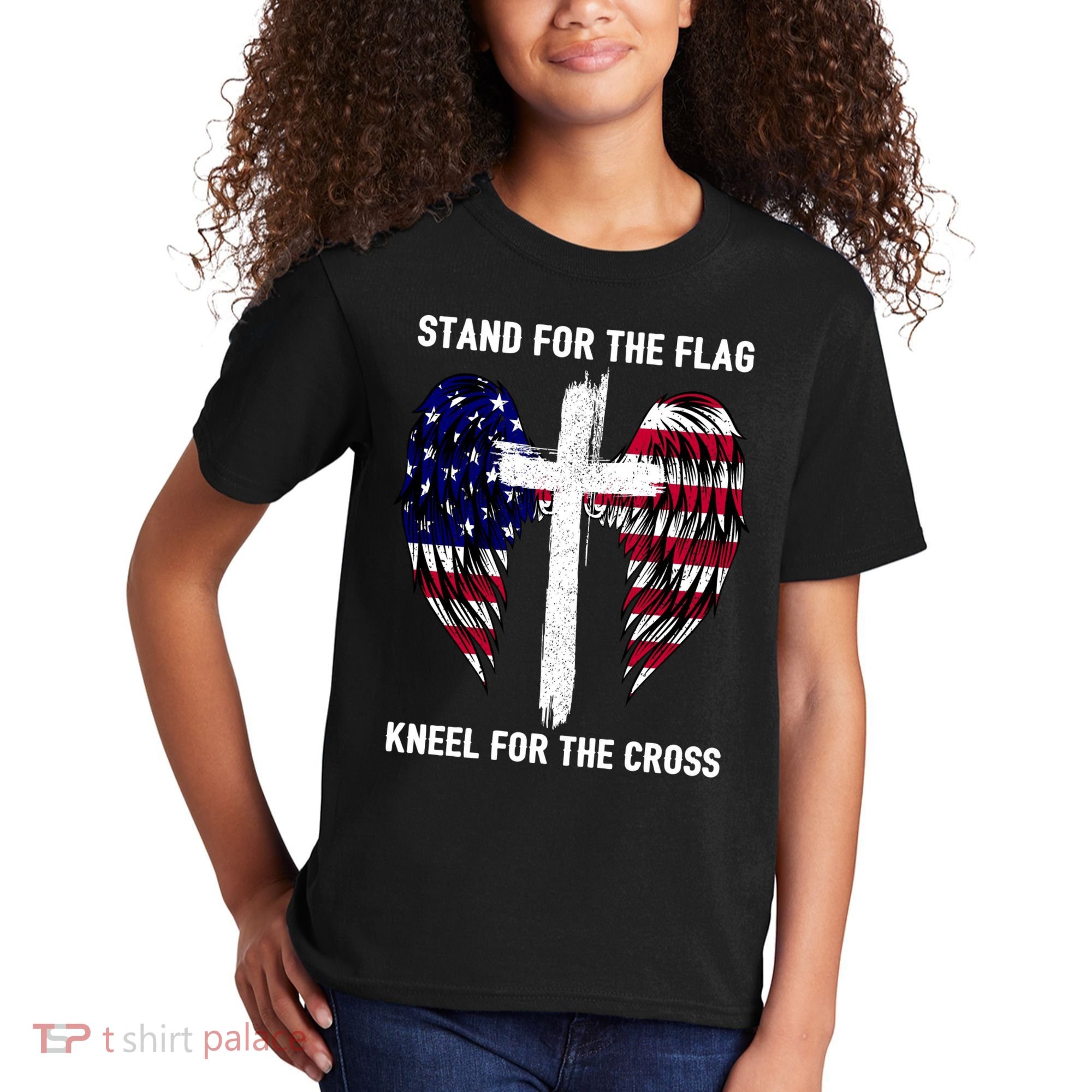Stand For The Flag Kneel For The Cross USA Eagle Kids T-Shirt