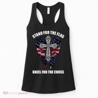 Stand For the Flag Kneel for the Cross USA Eagle Wings Women's Tank Top thumb 0