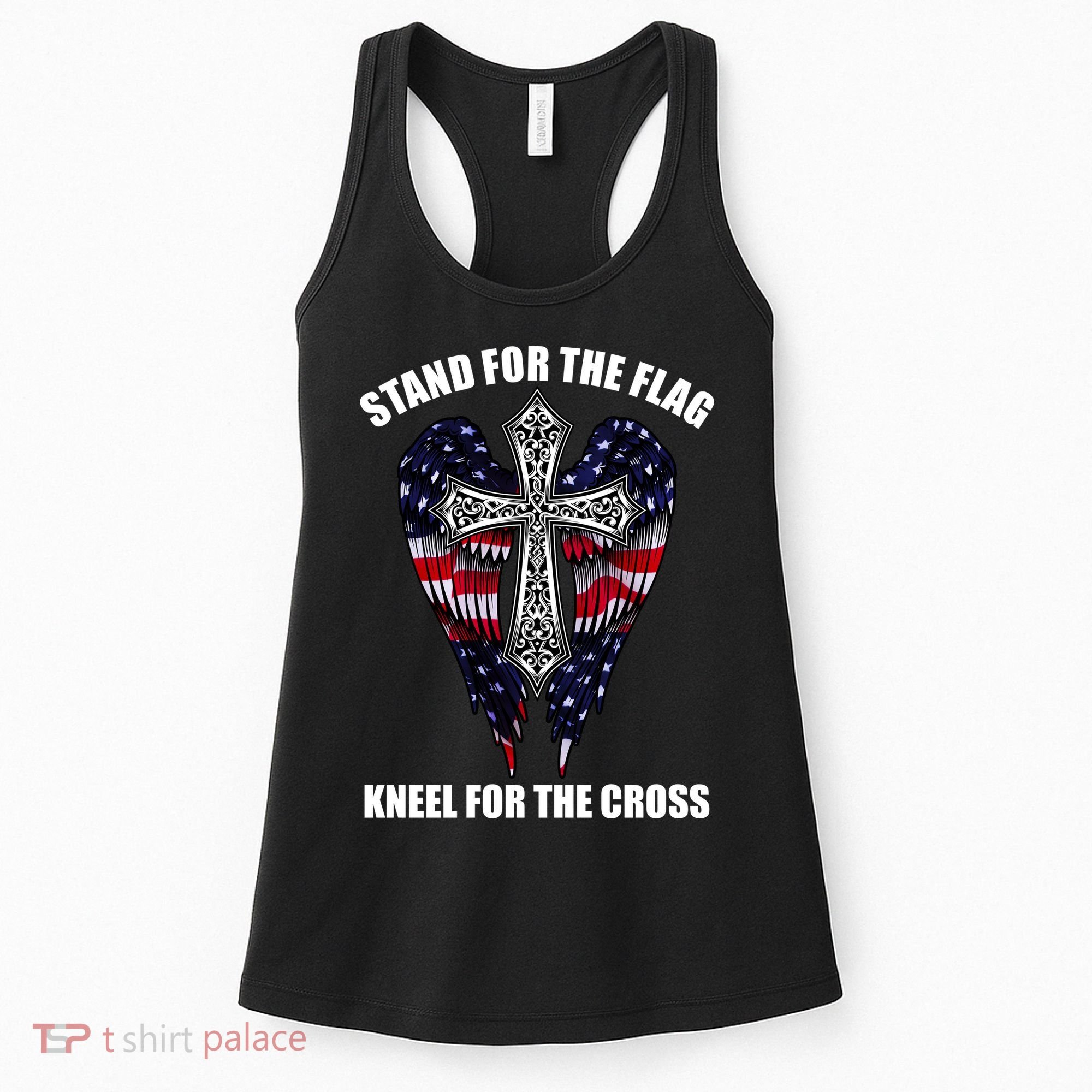 Stand For the Flag Kneel for the Cross USA Eagle Wings Women's Tank Top