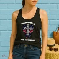 Stand For the Flag Kneel for the Cross USA Eagle Wings Women's Tank Top thumb 2