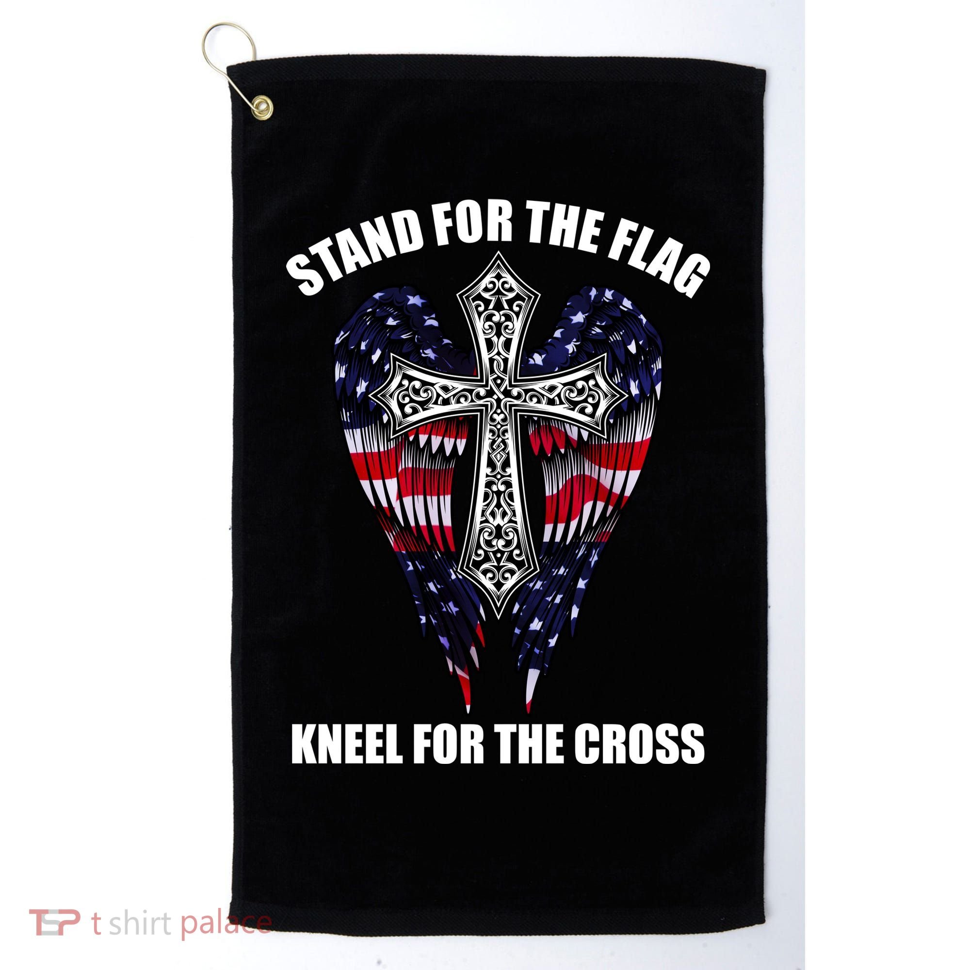 Stand For the Flag Kneel for the Cross USA Eagle Wings Golf Towel