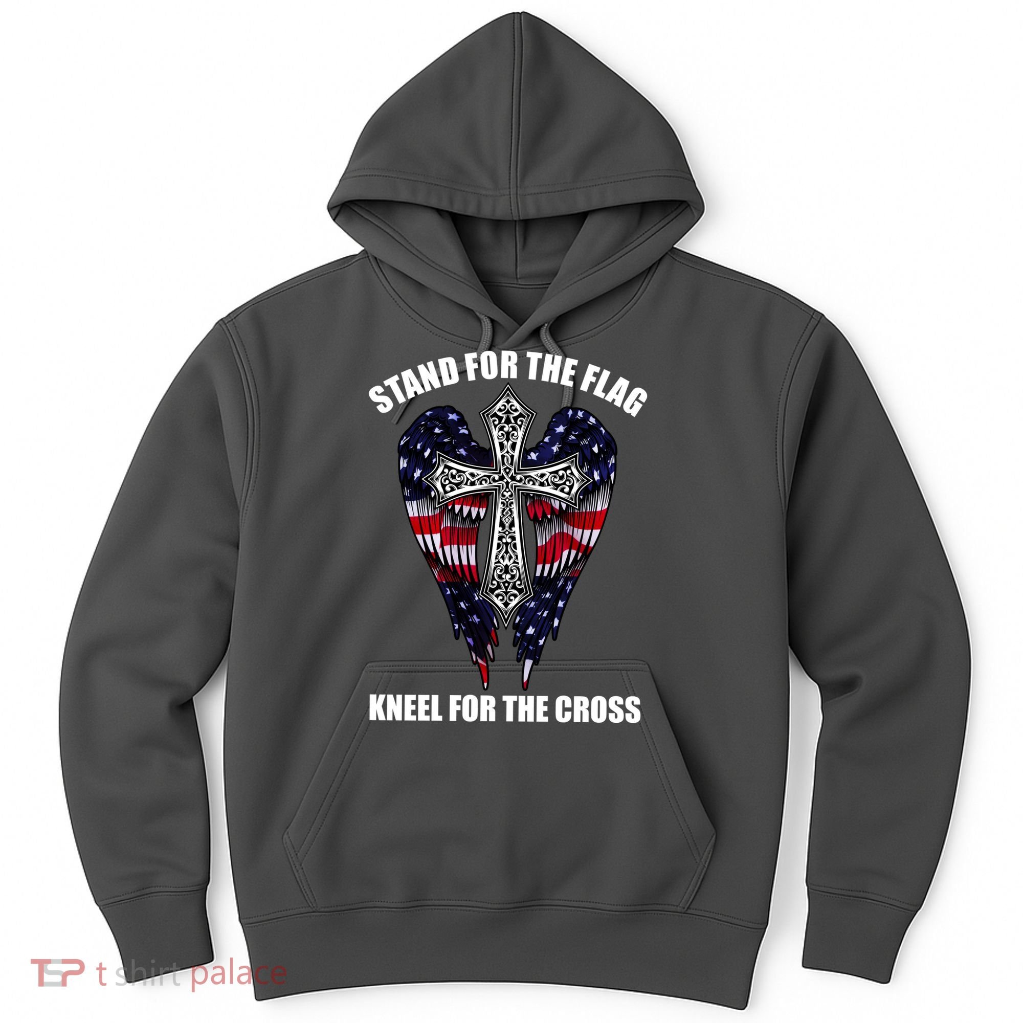 Stand For the Flag Kneel for the Cross USA Eagle Wings Hoodie