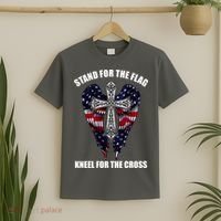 Stand For the Flag Kneel for the Cross USA Eagle Wings T-Shirt thumb 2