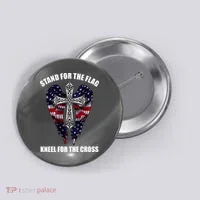 Stand For the Flag Kneel for the Cross USA Eagle Wings Button thumb 0
