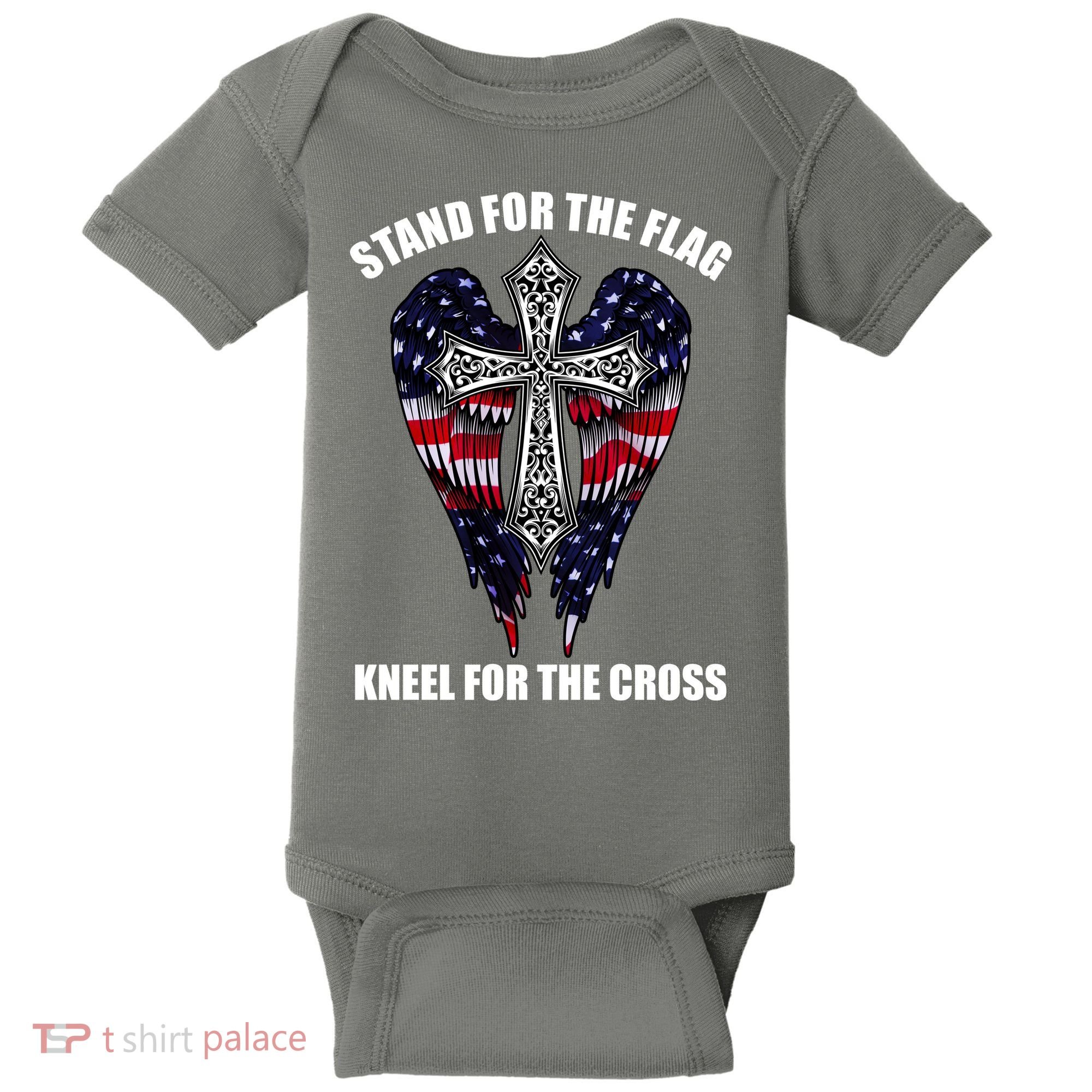 Stand For the Flag Kneel for the Cross USA Eagle Wings Baby Bodysuit