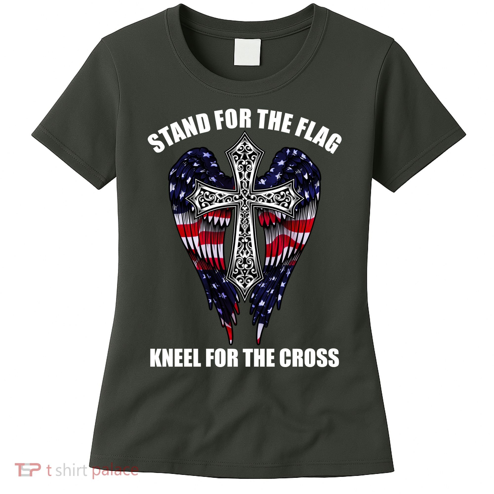 Stand For the Flag Kneel for the Cross USA Eagle Wings Women's T-Shirt