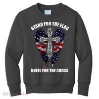 Stand For the Flag Kneel for the Cross USA Eagle Wings Kids Sweatshirt thumb 0