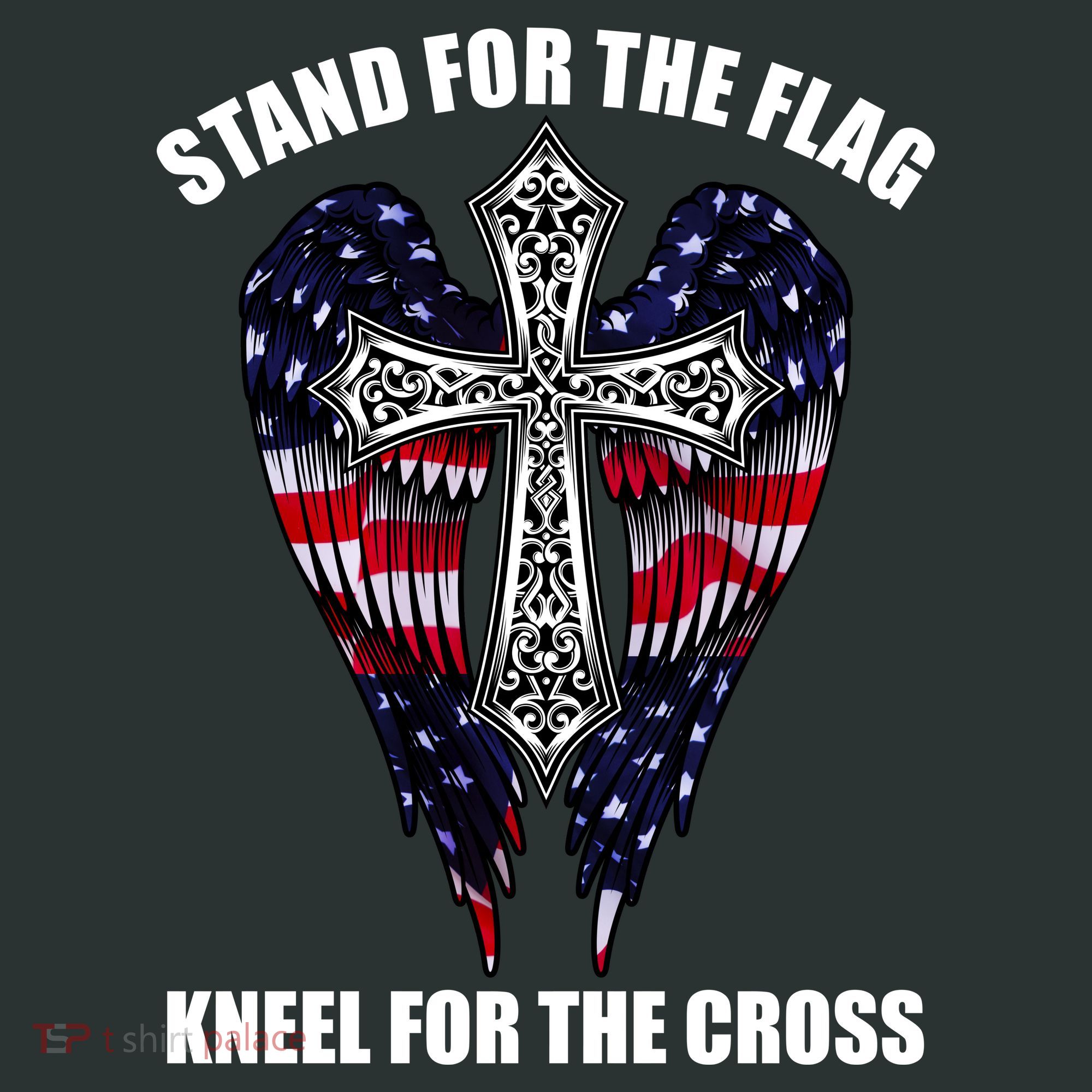Stand For the Flag Kneel for the Cross USA Eagle Wings Kids T-Shirt