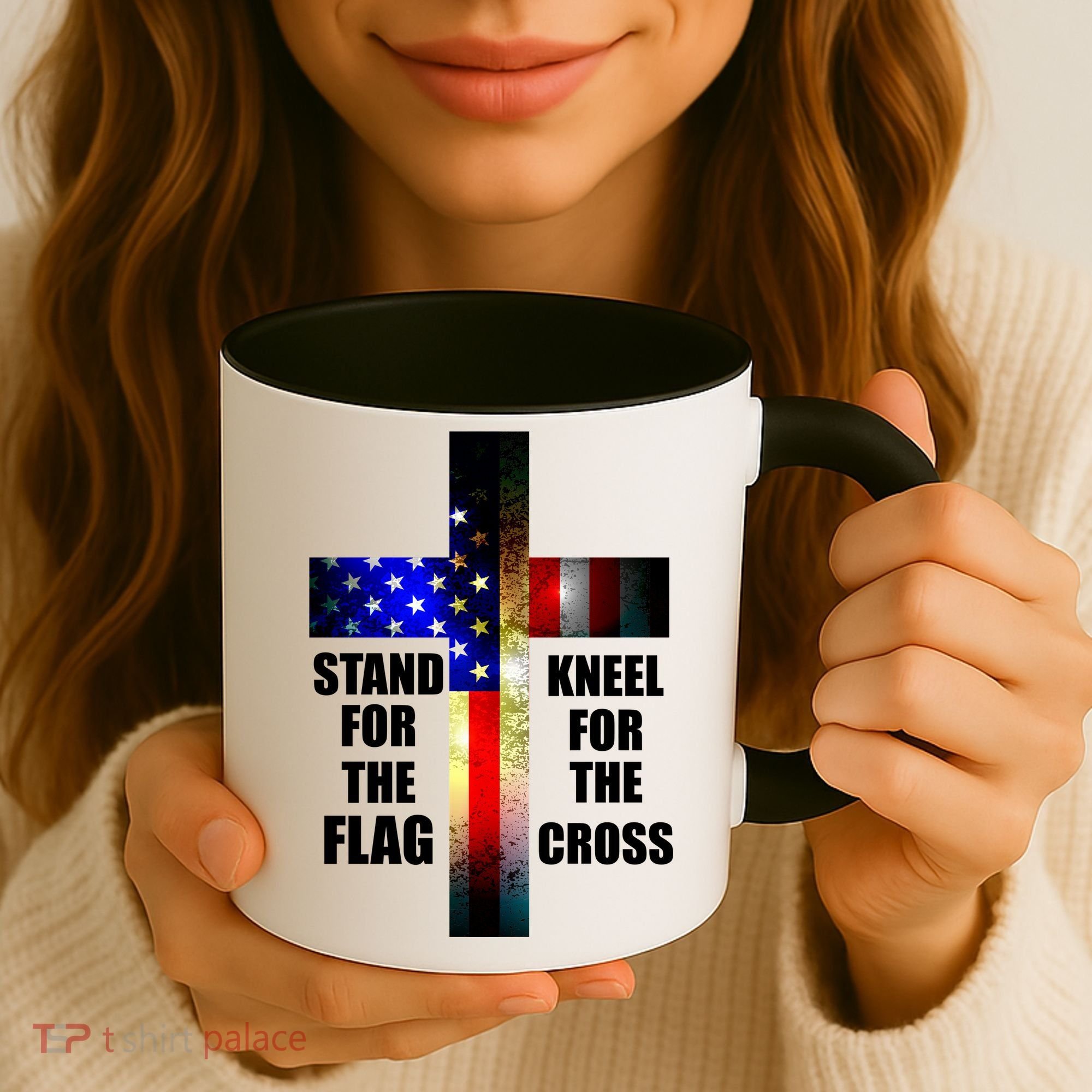Stand For the Flag Kneel for the Cross USA FLAG Coffee Mug