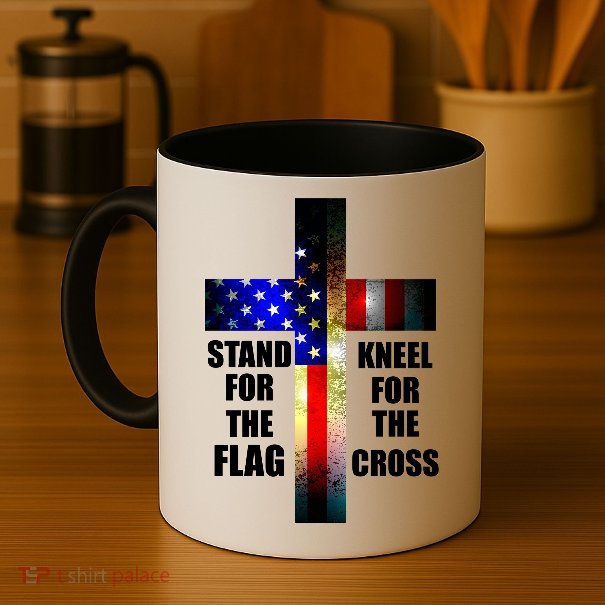 Stand For the Flag Kneel for the Cross USA FLAG Coffee Mug