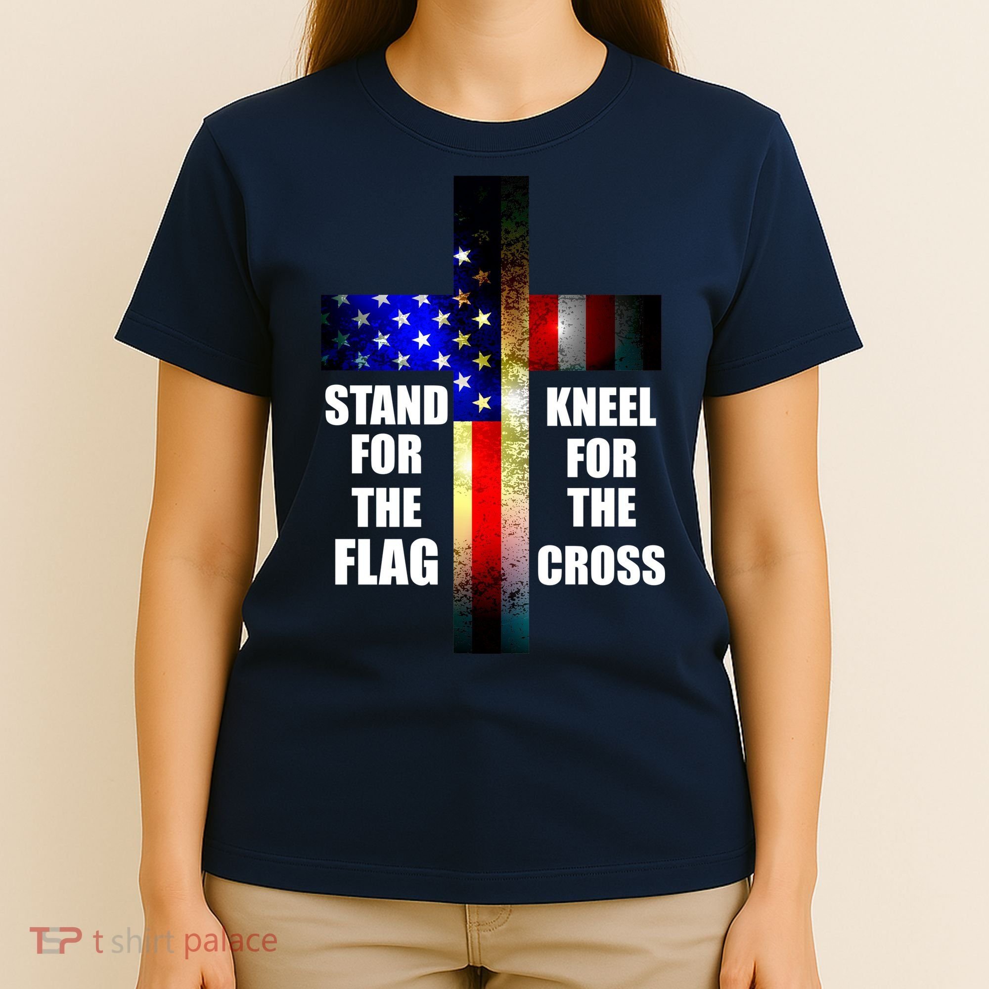 Stand For the Flag Kneel for the Cross USA FLAG T-Shirt
