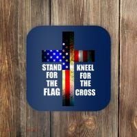 Stand For the Flag Kneel for the Cross USA FLAG Coaster thumb 0
