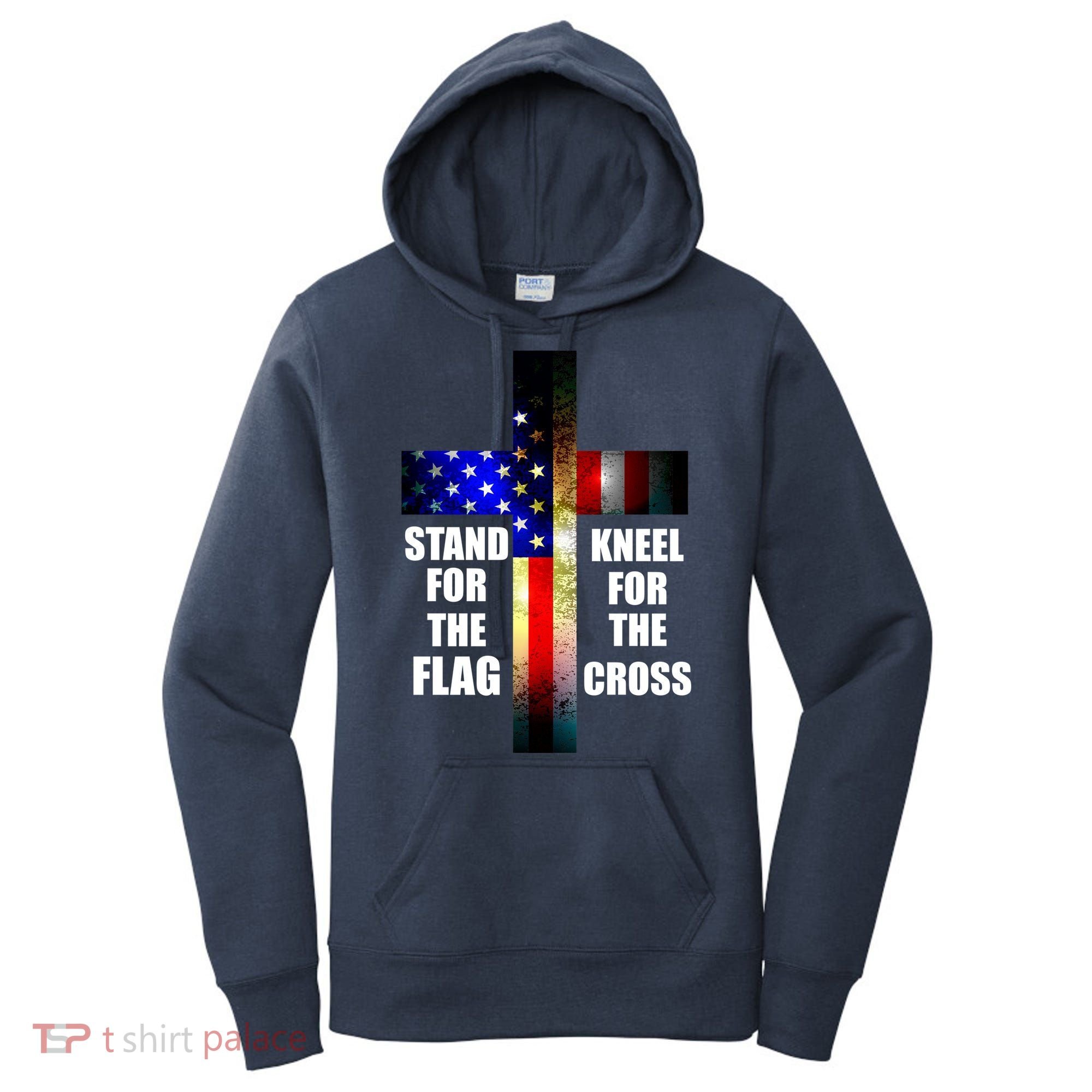 Stand For the Flag Kneel for the Cross USA FLAG Women's Hoodie