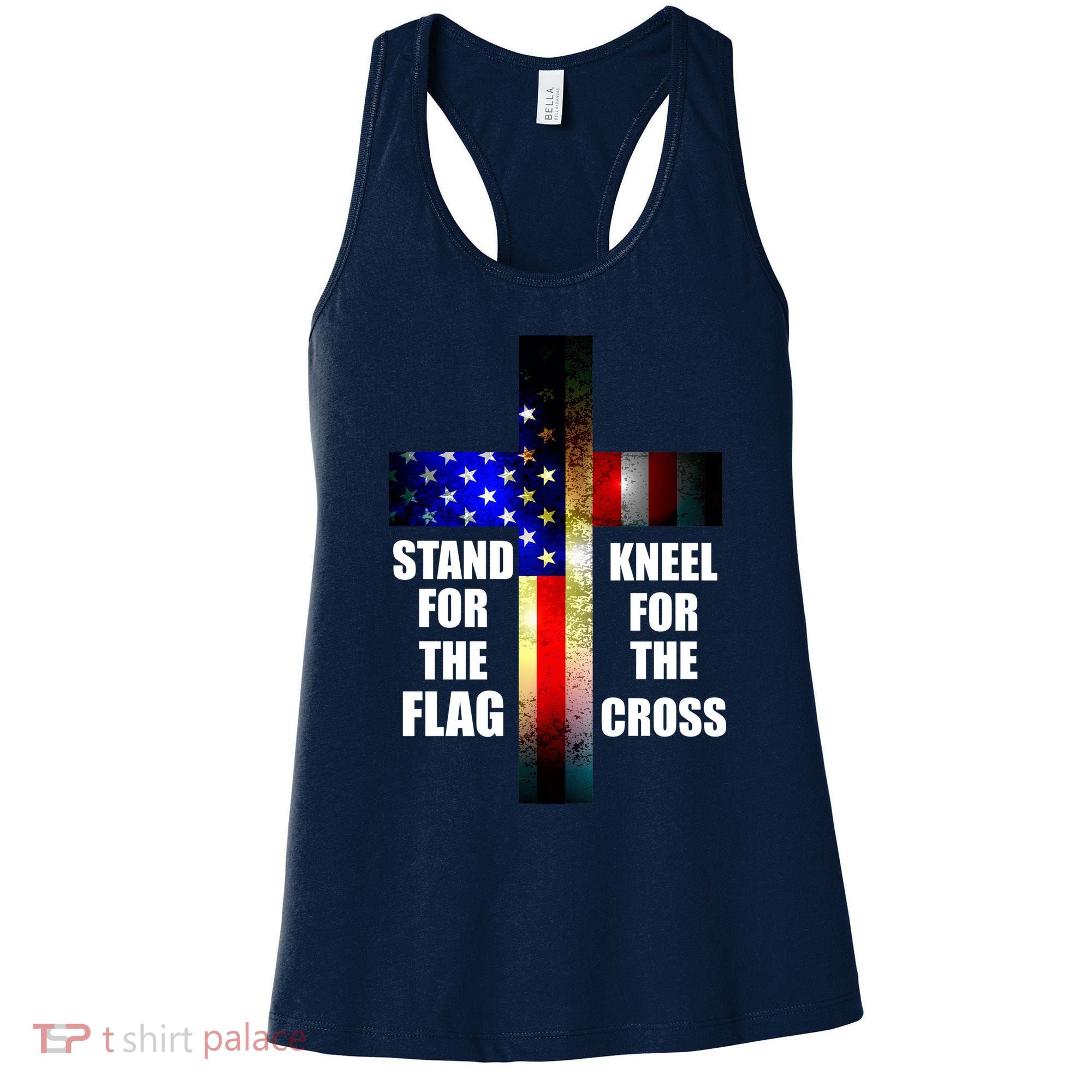 Stand For the Flag Kneel for the Cross USA FLAG Women's Tank Top