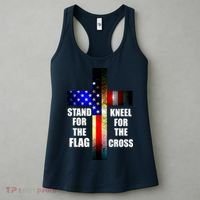 Stand For the Flag Kneel for the Cross USA FLAG Women's Tank Top thumb 3