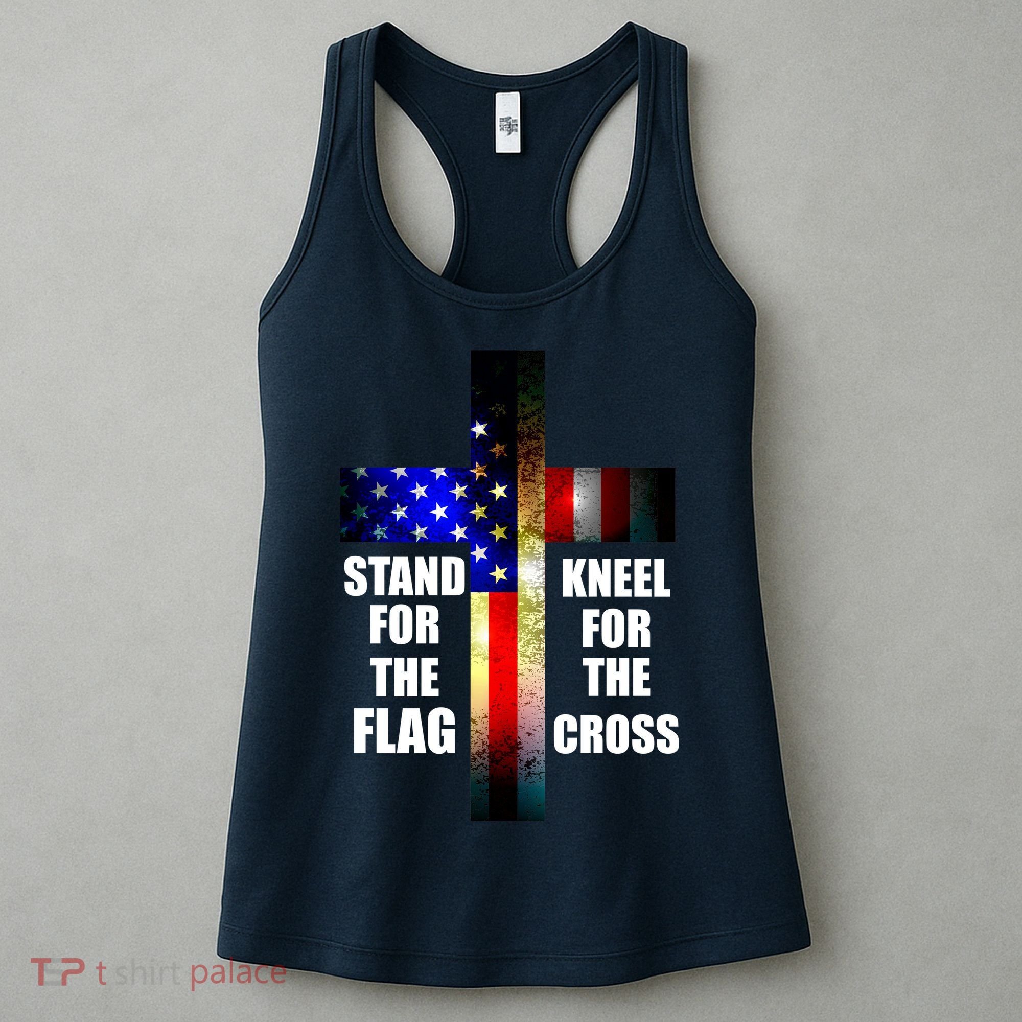 Stand For the Flag Kneel for the Cross USA FLAG Women's Tank Top