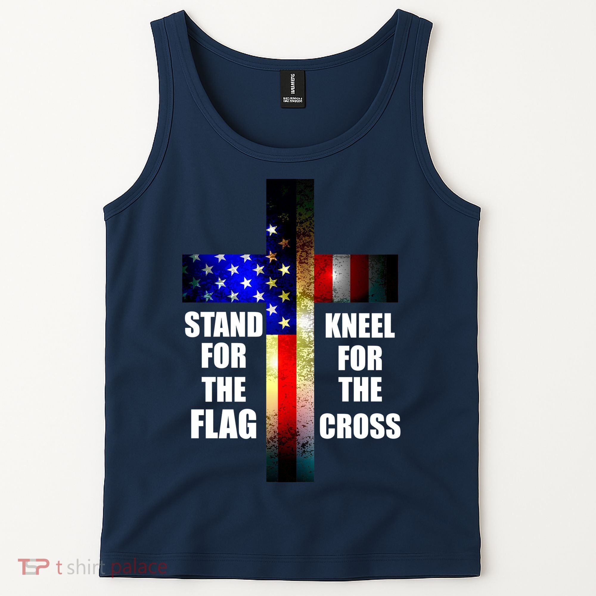 Stand For the Flag Kneel for the Cross USA FLAG Tank Top