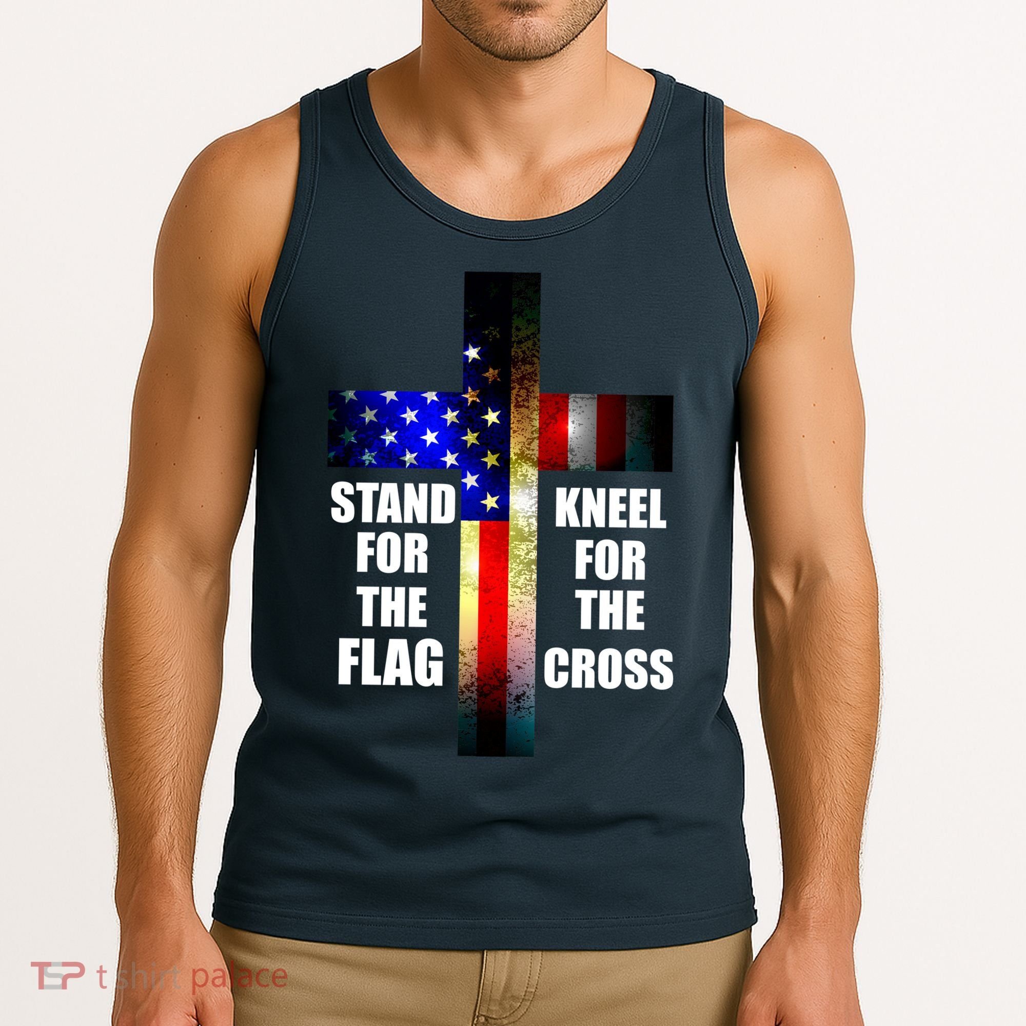 Stand For the Flag Kneel for the Cross USA FLAG Tank Top