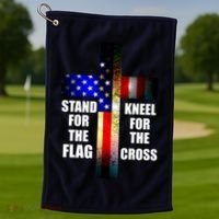 Stand For the Flag Kneel for the Cross USA FLAG Golf Towel thumb 1