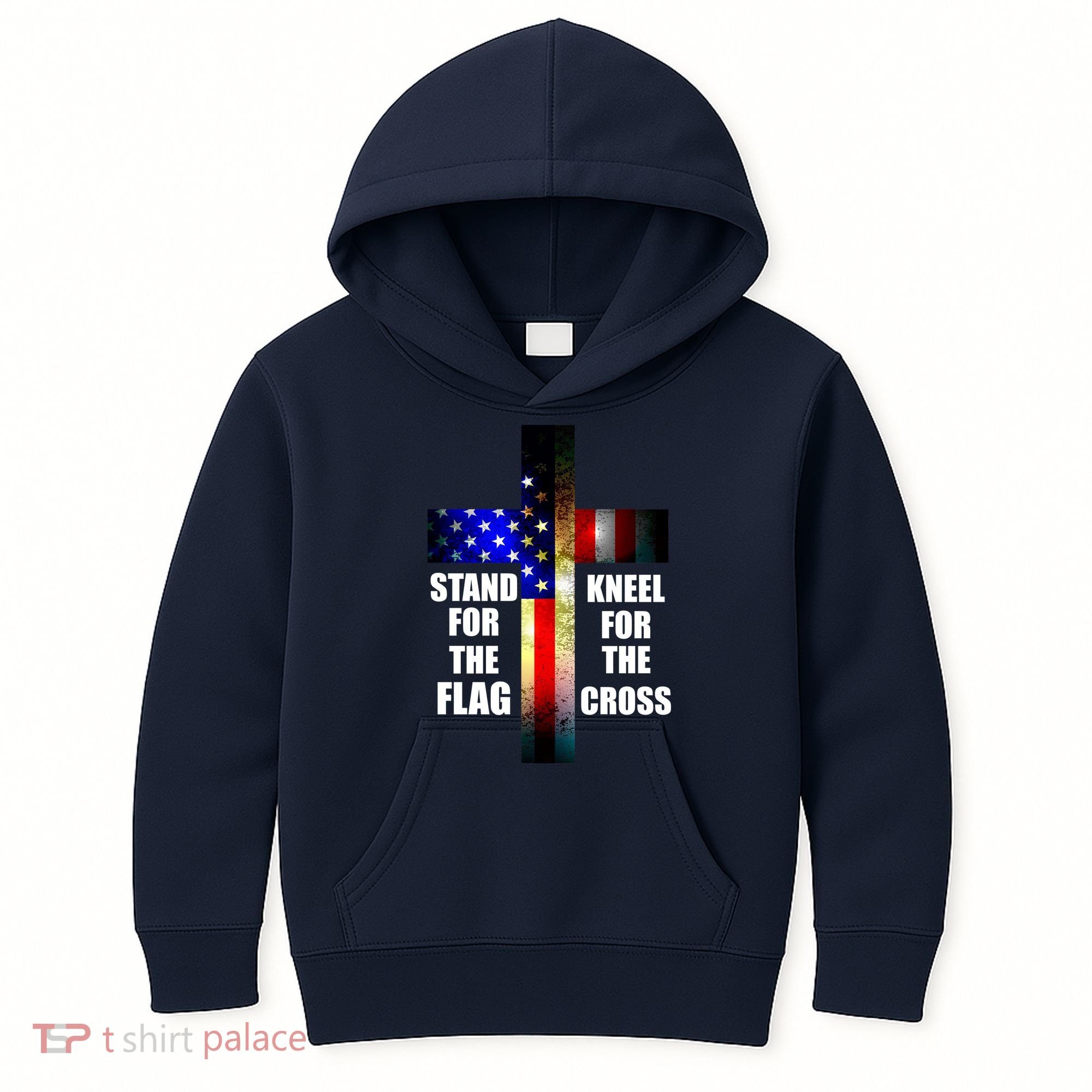 Stand For the Flag Kneel for the Cross USA FLAG Kids Hoodie