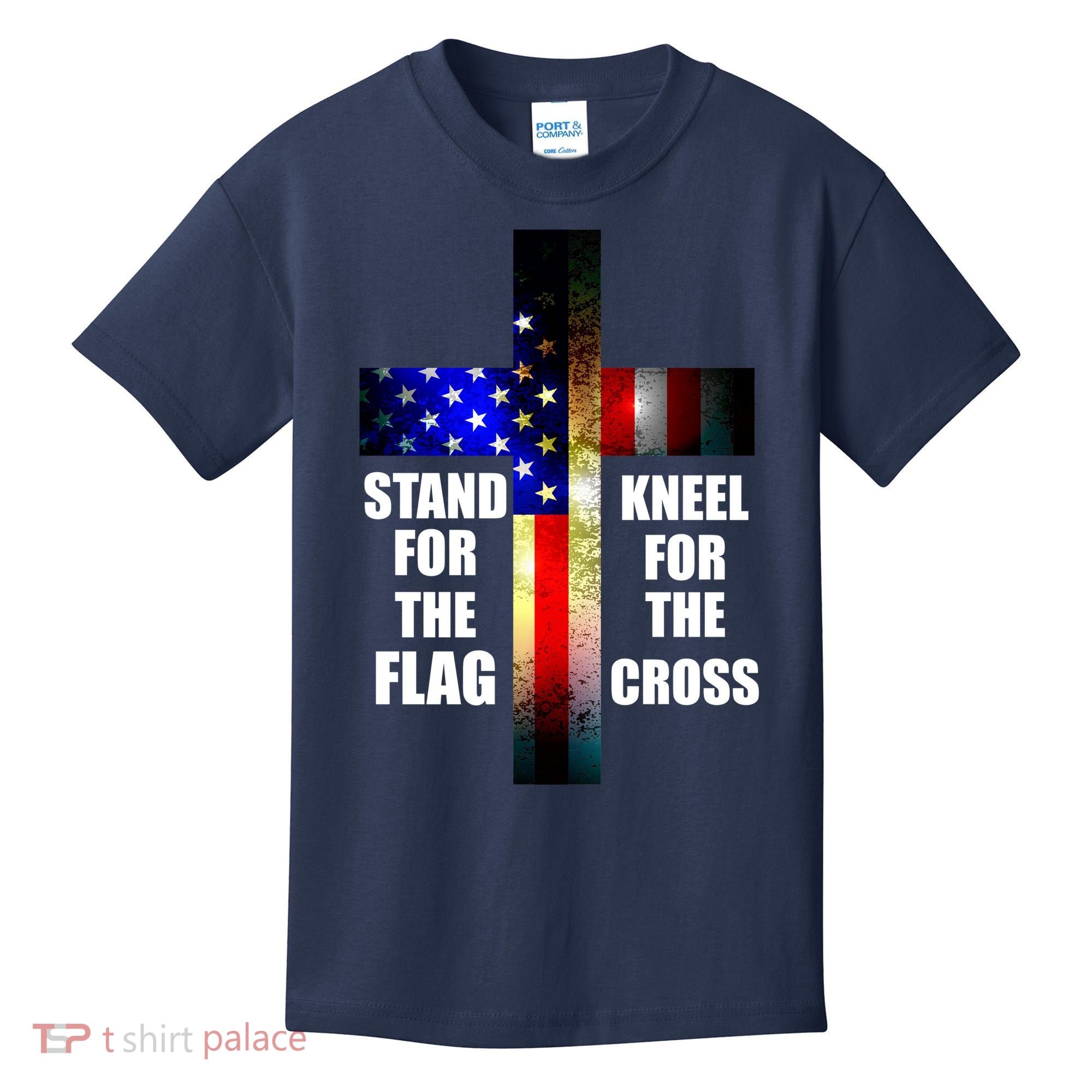 Stand For the Flag Kneel for the Cross USA FLAG Kids T-Shirt