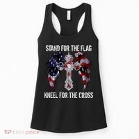 Stand For The Flag Kneel For The Cross USA National Anthem Women's Tank Top thumb 0
