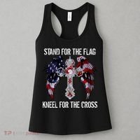 Stand For The Flag Kneel For The Cross USA National Anthem Women's Tank Top thumb 3