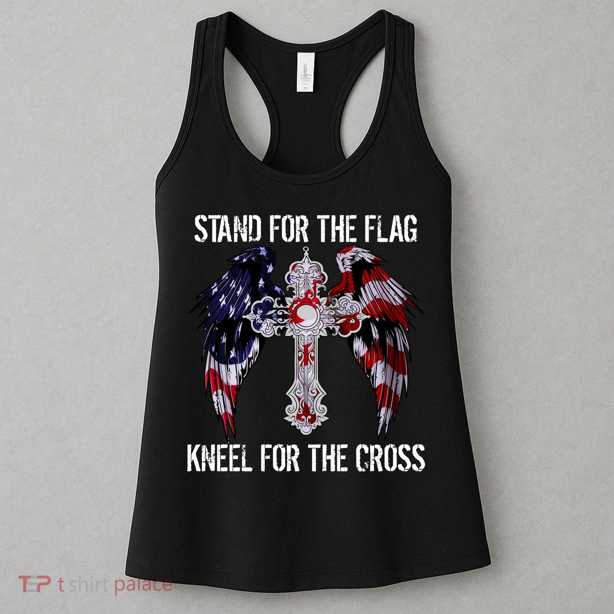Stand For The Flag Kneel For The Cross USA National Anthem Women's Tank Top