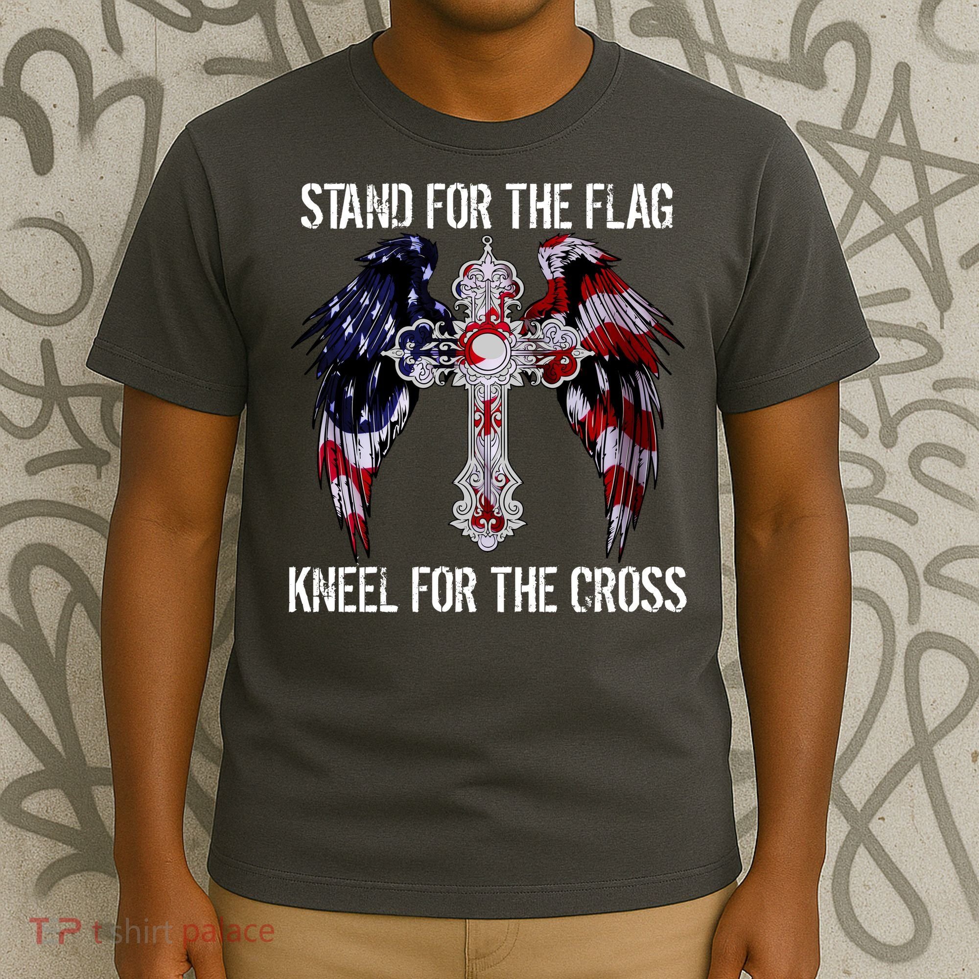Stand For The Flag Kneel For The Cross USA National Anthem T-Shirt