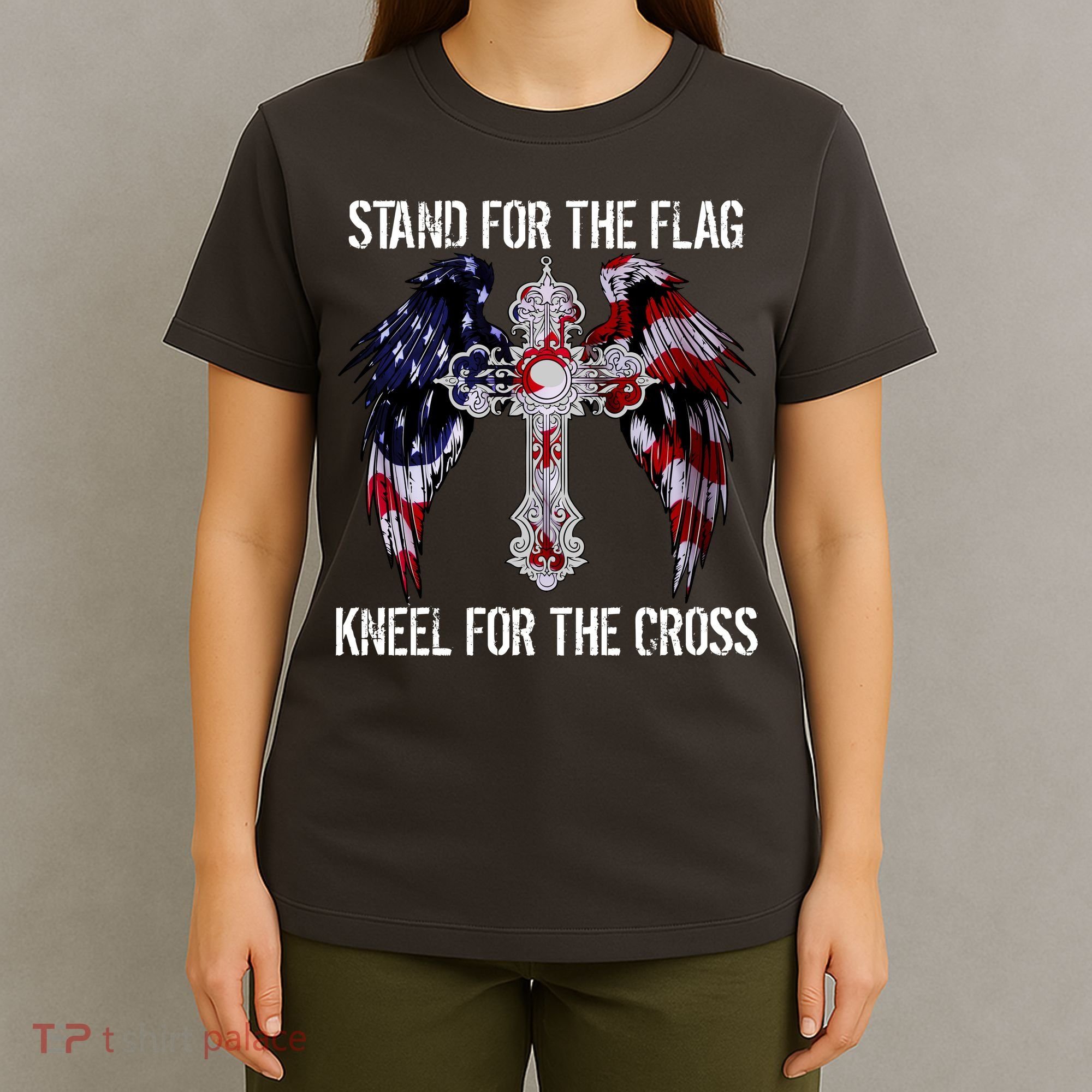 Stand For The Flag Kneel For The Cross USA National Anthem T-Shirt