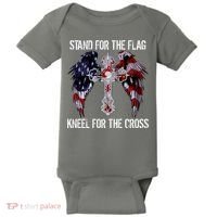 Stand For The Flag Kneel For The Cross USA National Anthem Baby Bodysuit thumb 0