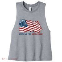 Stand Up For Betsy Ross Distressed Flag Women's Racerback Cropped Tank thumb 0