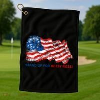 Stand Up For Betsy Ross Distressed Flag Golf Towel thumb 1