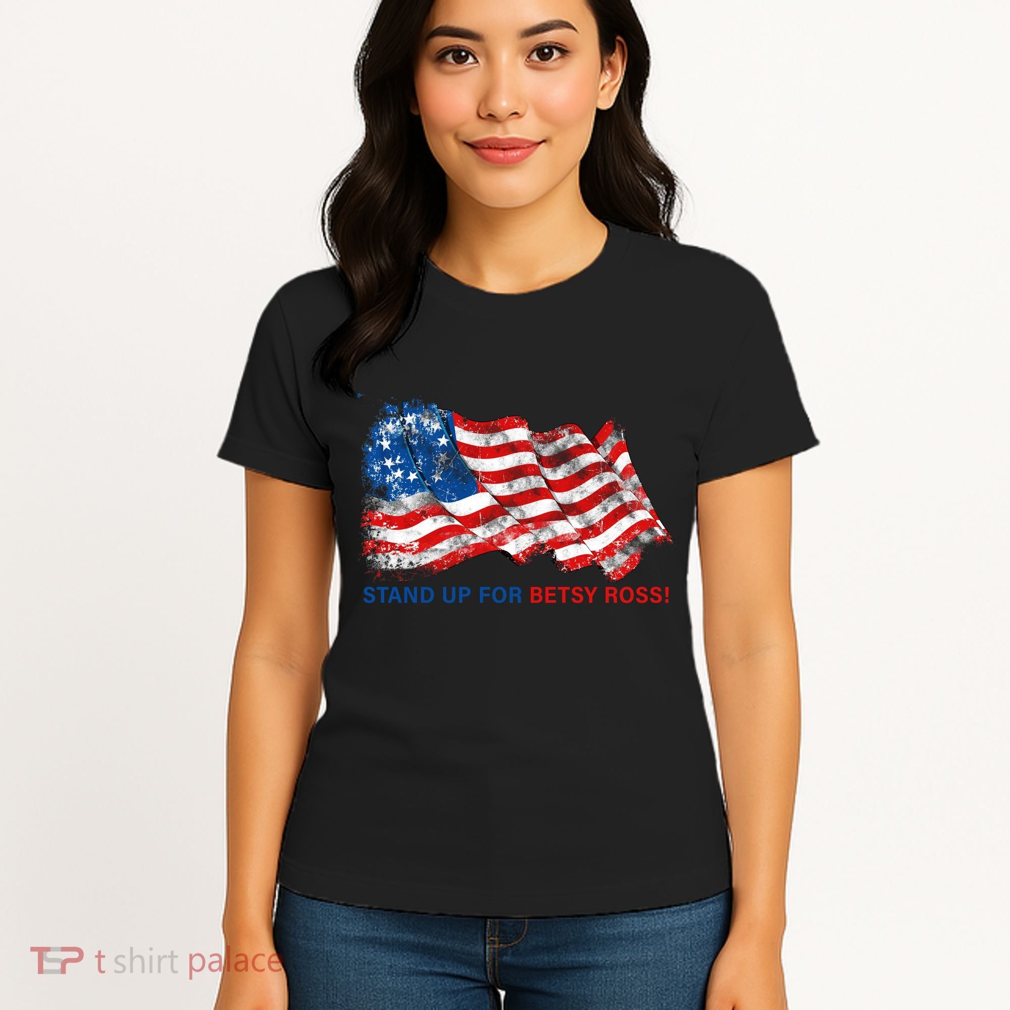 Stand Up For Betsy Ross Distressed Flag Women's T-Shirt