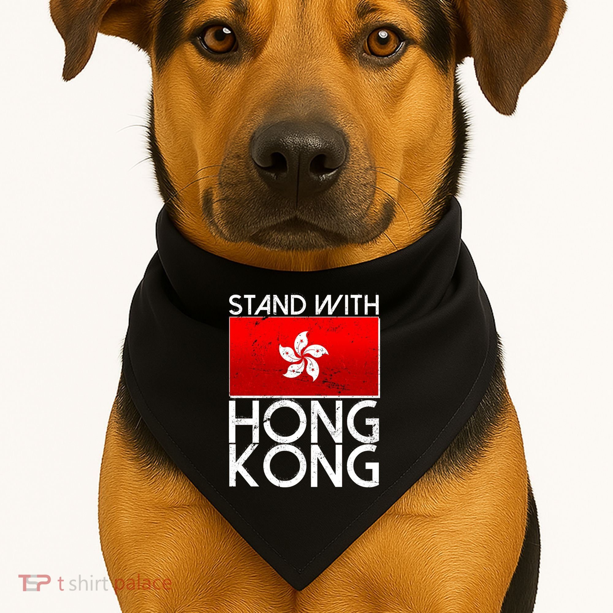 Stand With Hong Kong Pro Democracy USA-Made Doggie Bandana